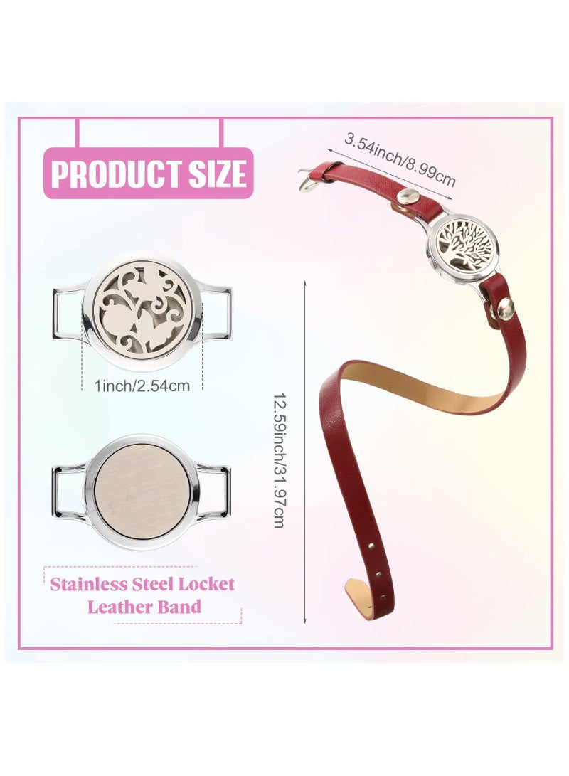 SYOSI 2 Pcs Essential Oil Diffuser Bracelet Aromatherapy Locket with 6 Replacement Leather Bands and 18 Pcs Random Color Washable Refill Pads Gift for Women Men Friends  - Image 4