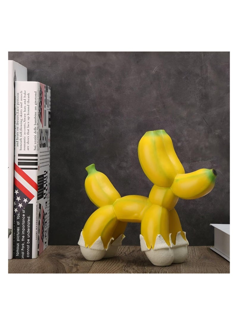 SOLARAE Creative Banana Balloon Dog Resin, Home Decor Statue, Funny Balloon Dog Sculpture, Modern Animal Art Crafts, Creative Collectible Figurine, Tabletop Ornament for Home Bedroom Living Room Décor - Image 3