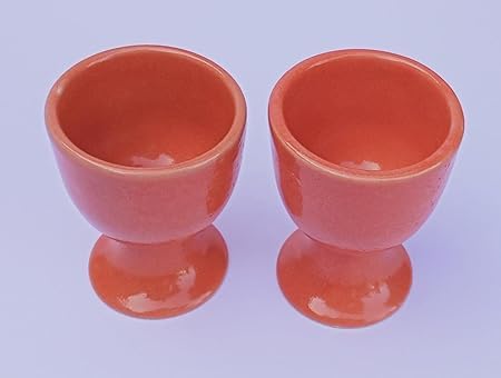 Qimacplus Elevate Your Breakfast Experience Soft Boiled Egg Holder Set Stylish Ceramic Egg Cups Perfect Housewarming Gift Set of 4 (Orange) - Image 2