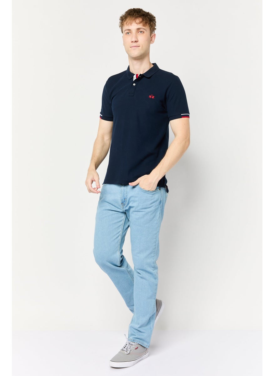 La Martina Men Regular Fit Embroidered Logo Short Sleeve Polo Shirt, Navy Blue  - Image 2