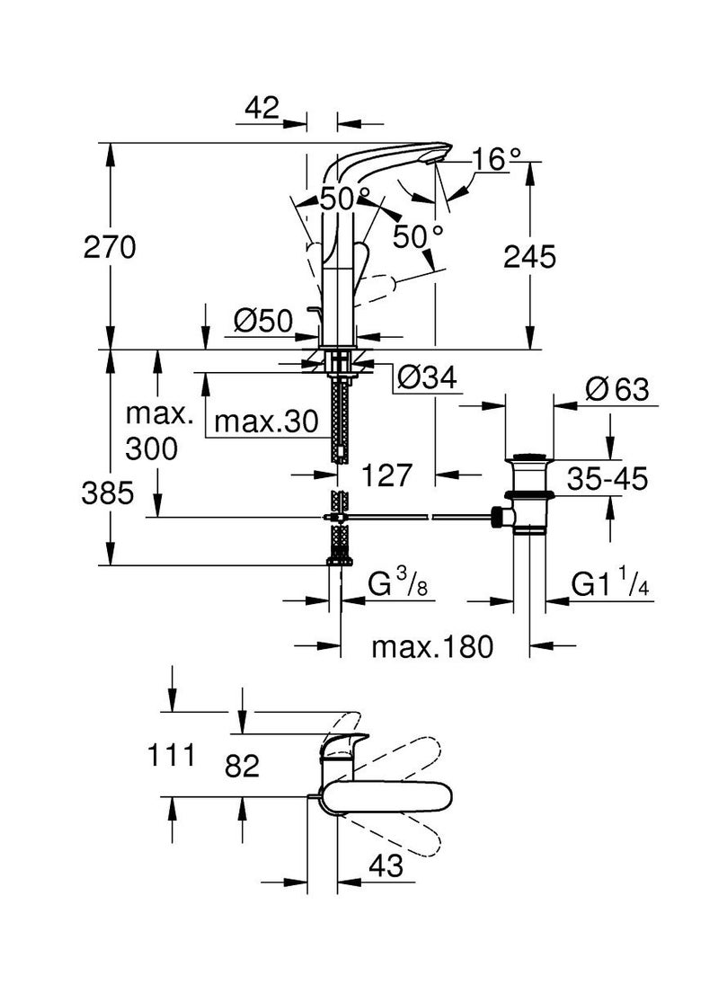 Grohe - EUROSTYLE SINGLE-LEVER BASIN MIXER 1/2″ L-SIZE - Image 1