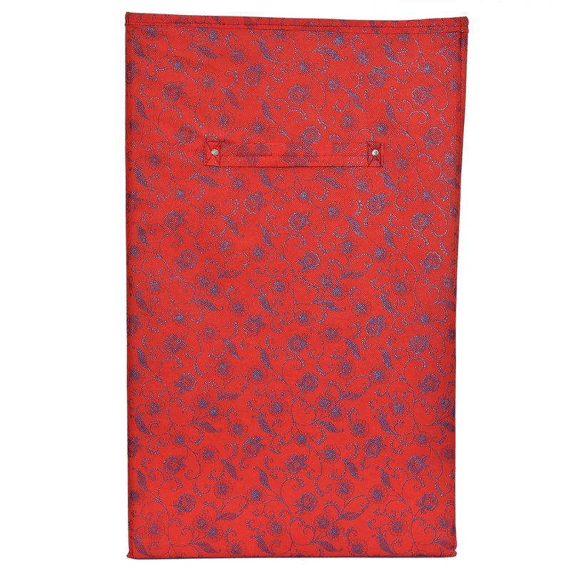 Kuber Industries Metalic Floral Print Fabric Foldable Laundry Organiser,60Ltr(Set Of 2, Beige & Red)-KUBMART16453 - Image 5