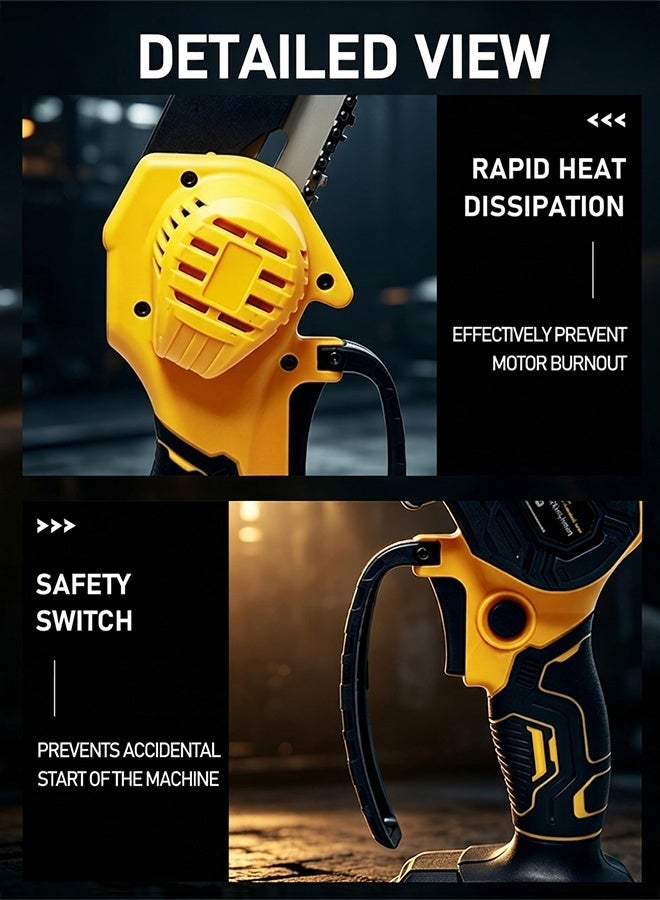 Arstheco 21V 5.0Ah Mini Chainsaw, 2 Batteries Portable Electric Chainsaw with 120° Rotatable Baffle, Safety Switch & Rapid Heat Dissipation, Handheld Cordless Chainsaw for Wood Cutting, Bamboo Harvesting, Garden Pruning - Image 4