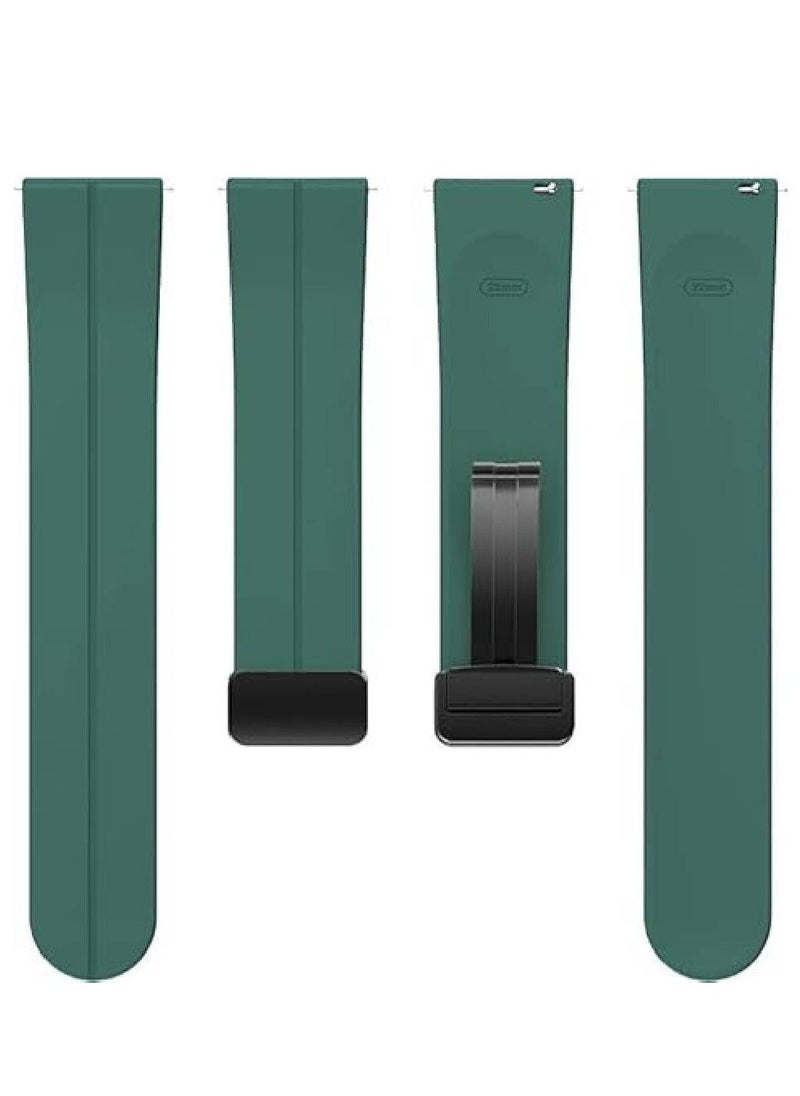 22mm Silicone Replacement Watch Strap | Compatible with Garmin Vivoactive 4, Galaxy Watch 3 (45mm), Gen 5, Huawei GT2 (46mm), GT2 Pro | Quick Release Magnetic Clasp - Pine Green - Image 2