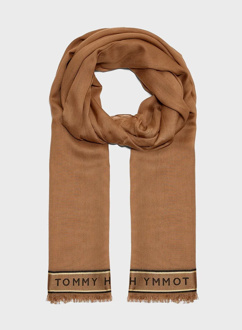 TOMMY HILFIGER Logo Border Scarf