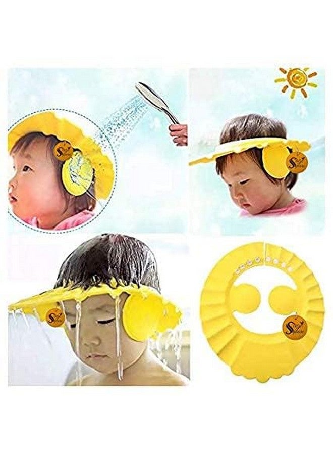 Sage Square New Baby Shower Cap, Adjustable Design, Safe, Soft Bathing with Eye & Ear Protection, Silicone, Makes the Bath More Fun for kids (Blue & Yellow) (Pack of 2) - Image 4