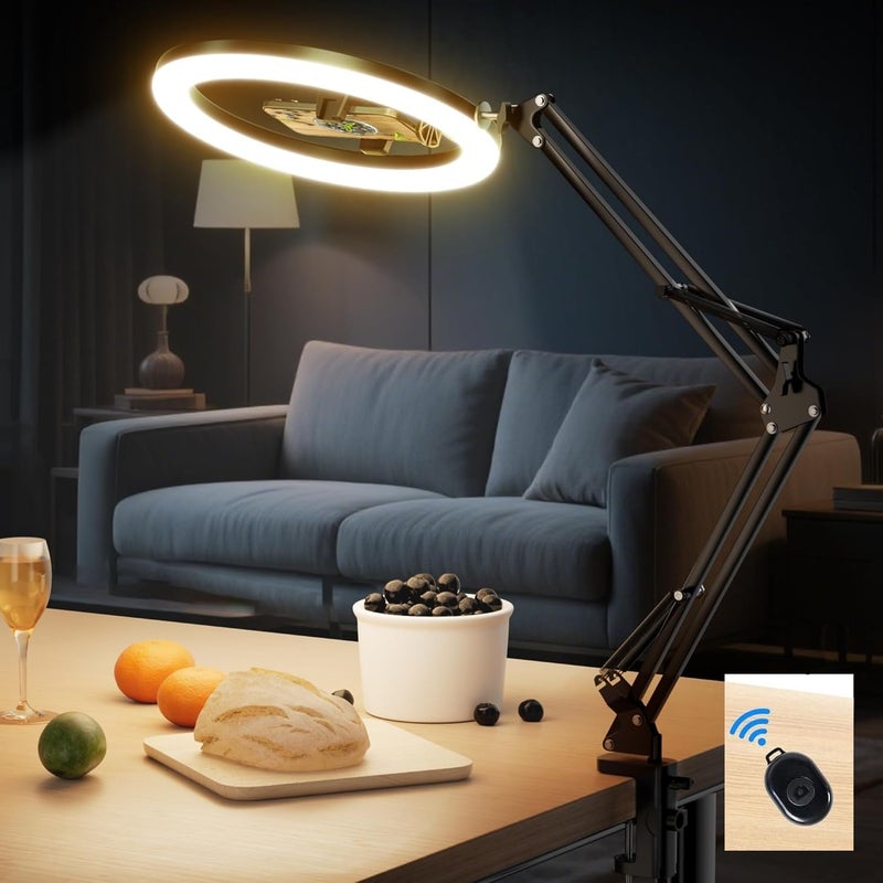 SHOPEE إضاءة حلقة 10 بوصة مع حامل هاتف علوي، إضاءة سيلفي LED مع حامل وهاتف لجهاز iPhone والكمبيوتر المحمول، إضاءة مكتبية لتسجيل الفيديو، اجتماع زووم، بث مباشر، تيك توك، يوتيوب - Image 1