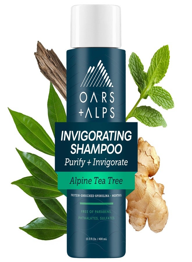 Oars + Alps Men's Sulfate Free Shampoo, Infused with Witch Hazel & Tea Tree Oil, Cleanses & Refreshes, Alpine Tea Tree Scent, 1 Pack, 13.5 Fl Oz - Image 1