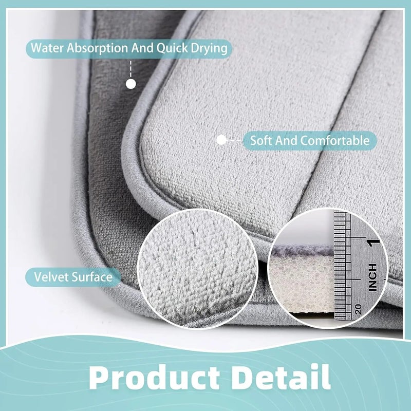 Y&D 3-Piece Modern Luxury Microfiber Memory Foam Bath Mat Set - Ultra Absorbent Bathroom Rugs Toilet Contour Mat & Area Rugs - Non-Slip & Machine Washable - Image 5