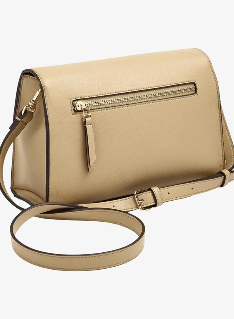 Parfois Beige Plain Crossbody Bag With Flap for Women | Best Price UAE