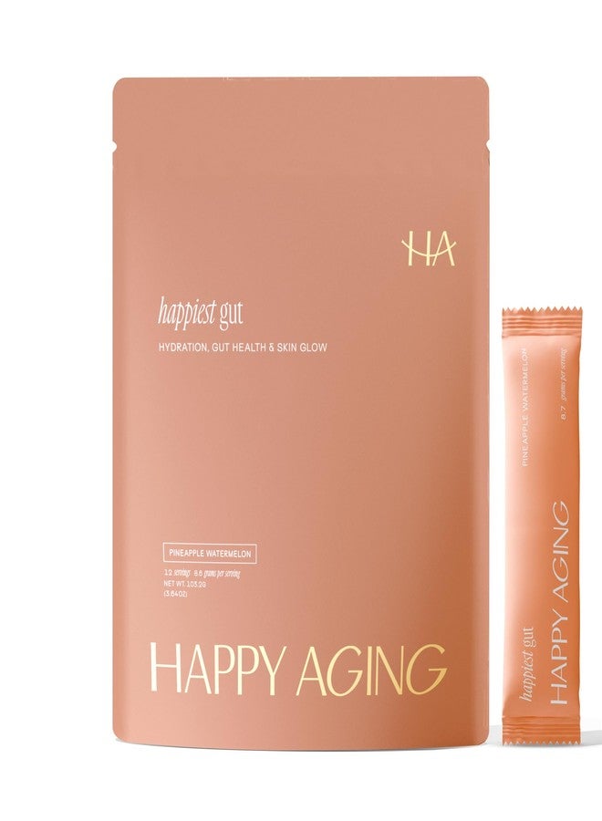 Happy Aging Happiest Gut Hydration Powder – Electrolytes + Probiotics + Dual Prebiotics + Hyaluronic Acid – Gut Balance, Skin Hydration & Daily Wellness – 12 Sticks (Pineapple Watermelon) - Image 1