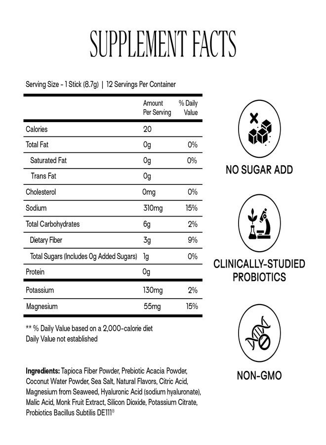 Happy Aging Happiest Gut Hydration Powder – Electrolytes + Probiotics + Dual Prebiotics + Hyaluronic Acid – Gut Balance, Skin Hydration & Daily Wellness – 12 Sticks (Pineapple Watermelon) - Image 5