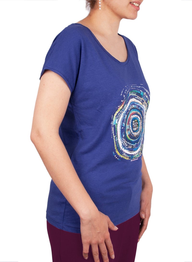 Biggdesign Ethnic Motif Nazar Women's T-Shirt, Cotton Material, Authentic T-Shirt, Size L  - Image 2