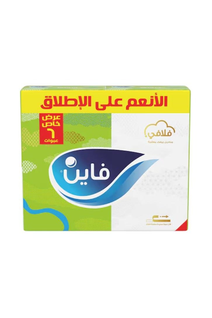 فاين فلافي مناديل وجه 2 طبقة ؛ 480 منديل 6 عبوات نايلون - Image 1