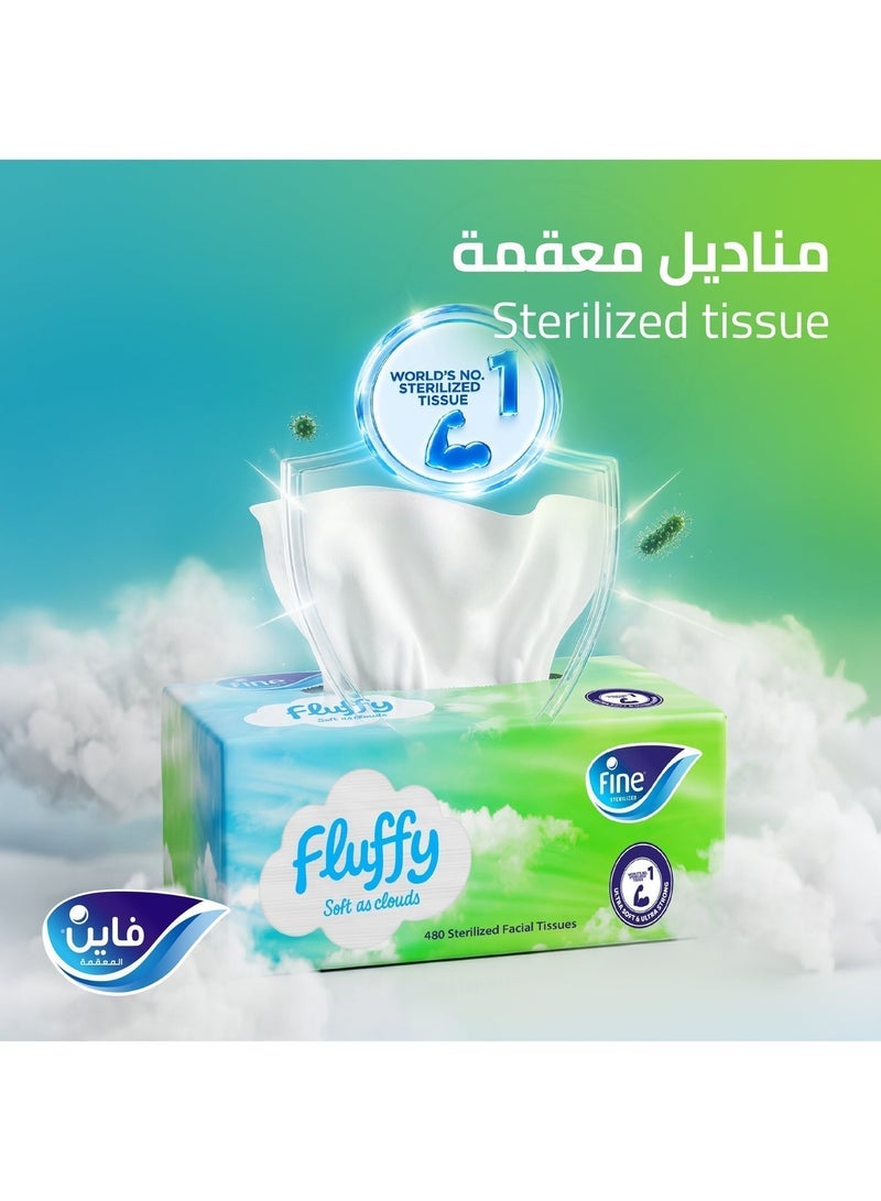 Fine Fluffy Facial Tissues 480 Sheets,2 Ply, Pack of 6 - Image 5