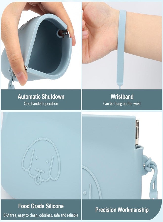 WALLFID Silicone Dog Treat Pouch Small Bag,Auto Closure,with Pet Training Clicker,Walking Bag for Dog and Cat,Pocket Size,Easy to Clean,Odorless (sky blue) - Image 4