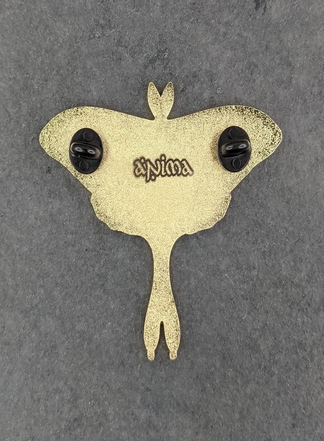 Anima Luna Moth Enamel Pin - 3" Realistic Green Insect Lapel Pin | Gold Metal-Plated Hard Enamel Brooch with Black Rubber Clutches | Celestial Moth Collector Badge for Jackets, Bags & Hats - Image 3
