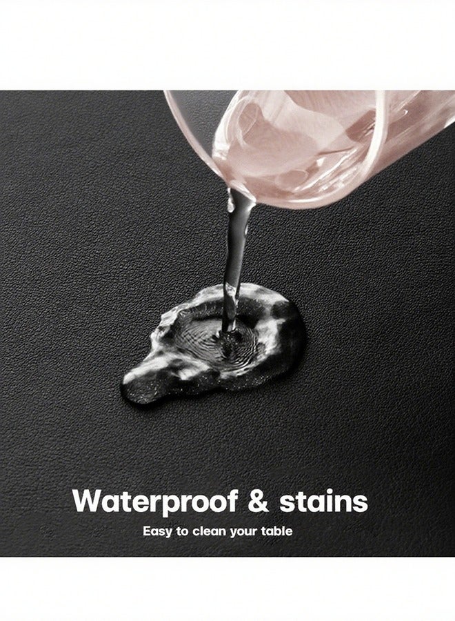 Black Mouse Pad – Waterproof PU Leather, Non-slip Base, Large Desk Mat for Office & Gaming - Image 4