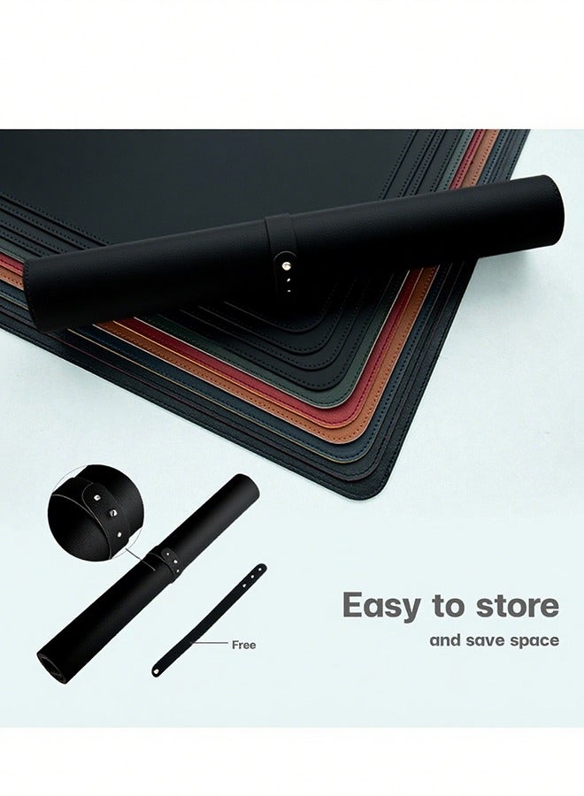 Black Mouse Pad – Waterproof PU Leather, Non-slip Base, Large Desk Mat for Office & Gaming - Image 3