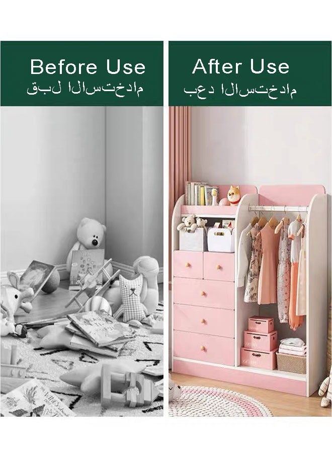 GoldenLike  خزانة ملابس للأطفال، منظم تخزين خزانة ملابس للأطفال مع منطقة تعليق وأدراج، خزانة ملابس أطفال، خزانة ملابس أطفال متعددة الوظائف، رف تخزين منظم ملابس للبنات والأولاد (أبيض) - Image 3