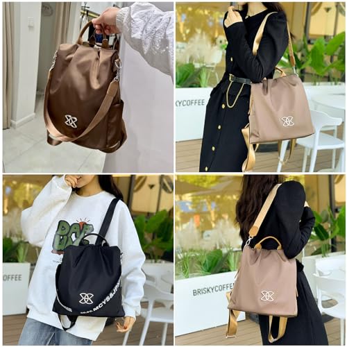 SIRDIKA Women Oxford Cloth Backpack - Anti-Theft Multi-Purpose Large Capacity Oxford Cloth Lightweight Shoulder Bag 3-Way Waterproof Crossbody Bag (Black) - Image 2