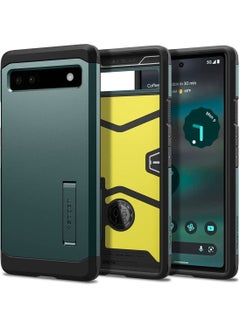 Spigen غطاء حماية Tough Armor لهاتف Google Pixel 6a (2022) مع رغوة شديدة التأثير - أخضر داكن  - Image 1