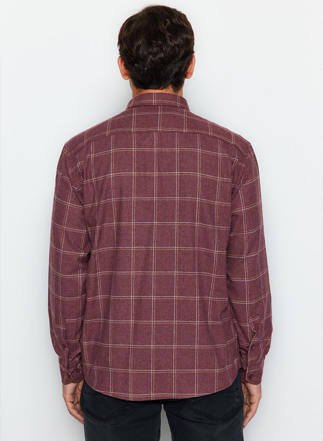 trendyol Claret Red Regular Fit Single Pocket Winter Lumberjack Checkered Shirt TMNAW21GO0422 - Image 5
