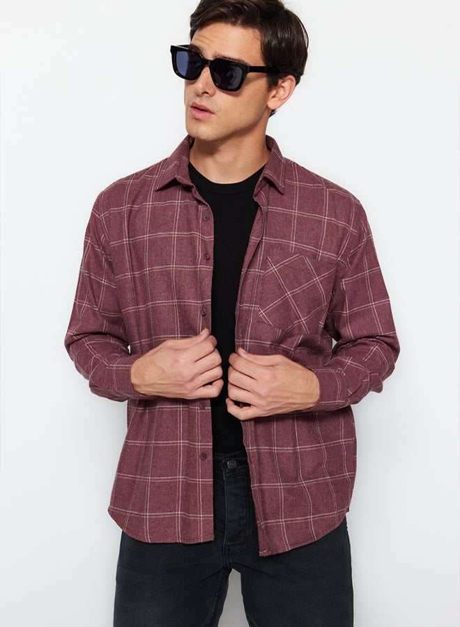 trendyol Claret Red Regular Fit Single Pocket Winter Lumberjack Checkered Shirt TMNAW21GO0422 - Image 2