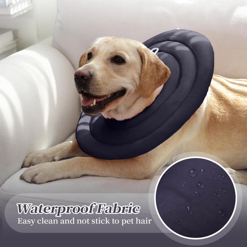 IDOMIK Dog Recovery Collar, Waterproof Soft Dog Cone After Surgery, Comfy Protective Elizabethan Collar Alternative for Dogs Cats, Adjustable Pet Neck Donut Cone Anti-Licking Biting Wounds,Grey,S - Image 3