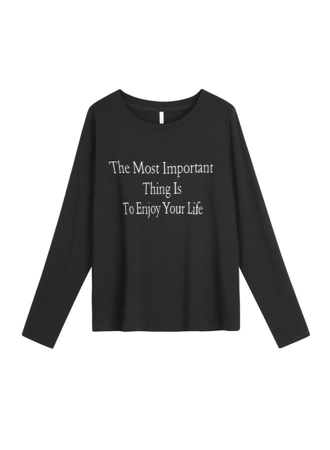 Slight Fat Mm Plus Size Women's Thin Crew Neck Letter Printed T-shirt Base Shirt 6232 [special Products Are Not Returned]]
