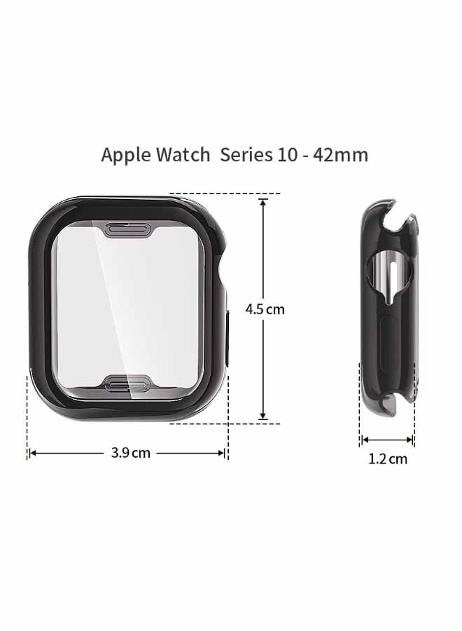 3 قطع من أغطية حماية شاشة HD مغلقة بالكامل من مادة TPU لساعة آبل السерия 10 (42 ملم) بألوان شفافة سوداء زرقاء لتنقل اليومي عمل المكتب رياضة ولياقة بدنية رحلات خارجية مهام منزلية تحمي من الخدوش العرق الغبار والتأثيرات الصغيرة - Image 3