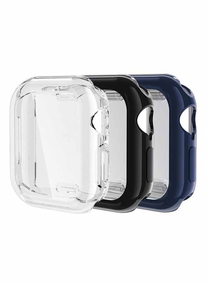 3 قطع من أغطية حماية شاشة HD مغلقة بالكامل من مادة TPU لساعة آبل السерия 10 (42 ملم) بألوان شفافة سوداء زرقاء لتنقل اليومي عمل المكتب رياضة ولياقة بدنية رحلات خارجية مهام منزلية تحمي من الخدوش العرق الغبار والتأثيرات الصغيرة - Image 2
