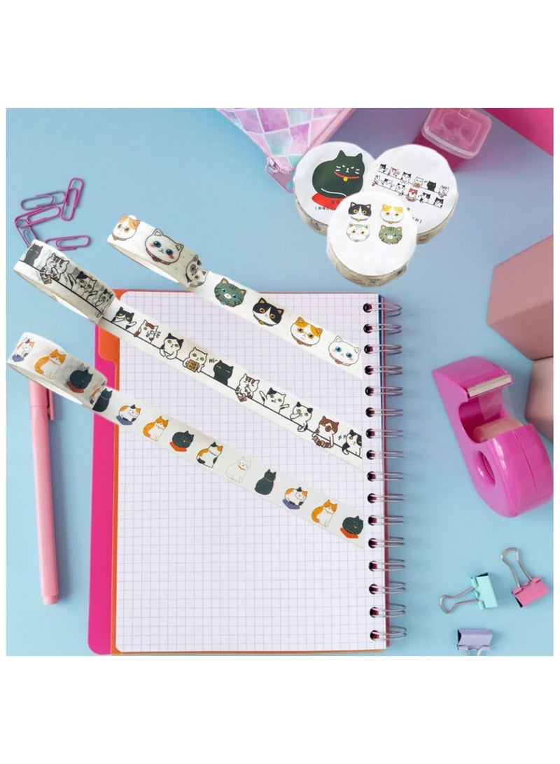 Cute Cat Washi Tape Set - 6 Rolls 15 mm Wide Washi Tape, Wide16ft Long/Roll Cute Washi Tape, Scrapbook Supplies, Journaling Supplies, Kids DIY Crafts, Kawaii Washi Tape, Gift Wrapping - Image 5