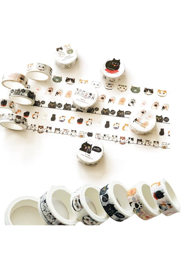 Cute Cat Washi Tape Set - 6 Rolls 15 mm Wide Washi Tape, Wide16ft Long/Roll Cute Washi Tape, Scrapbook Supplies, Journaling Supplies, Kids DIY Crafts, Kawaii Washi Tape, Gift Wrapping - Image 2