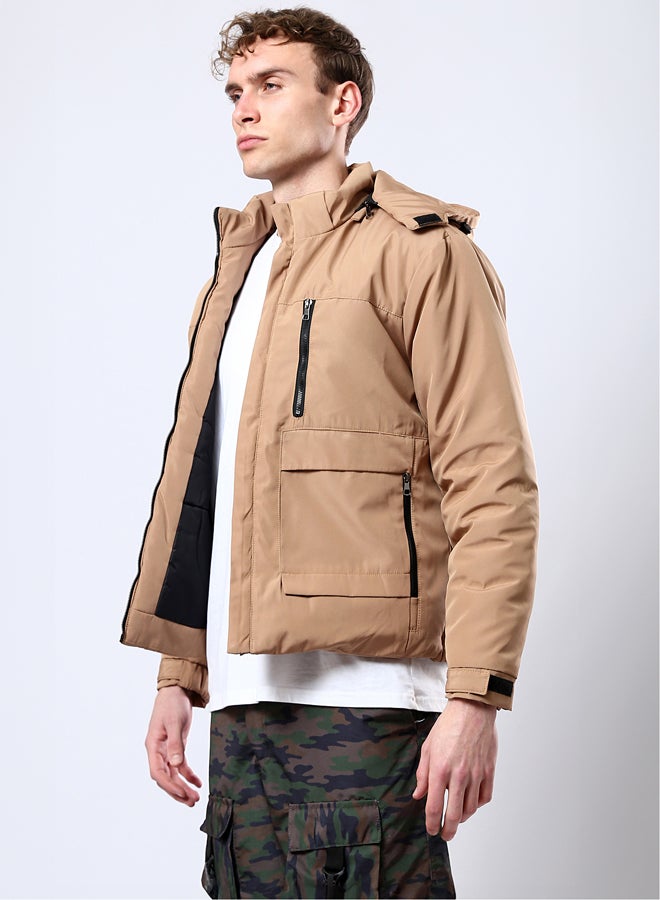 RAVIN Camel Hooded Jacket with Side Pockets - Image 2