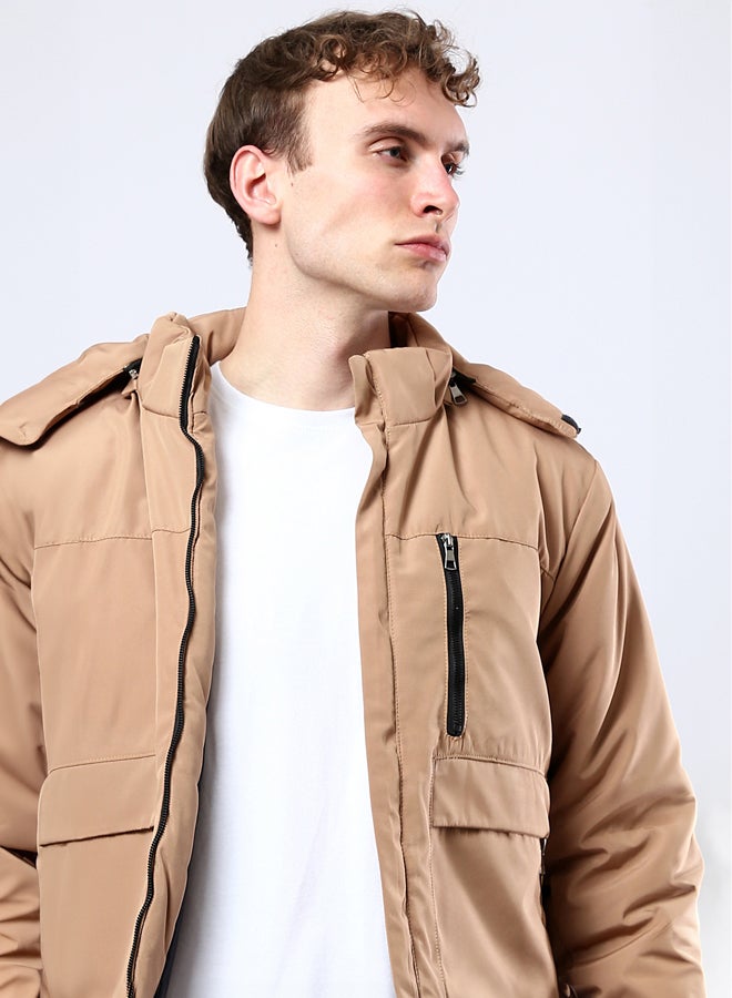 RAVIN Camel Hooded Jacket with Side Pockets - Image 4