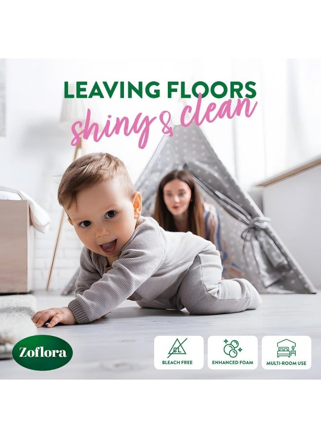 زوفلورا منظف ​​ومطهر مركز للأرضيات من زوفلورا برائحة الورد الساحر، فعالية 4 في 1، يقتل 99.9% من الجراثيم، 3 لتر - Image 4