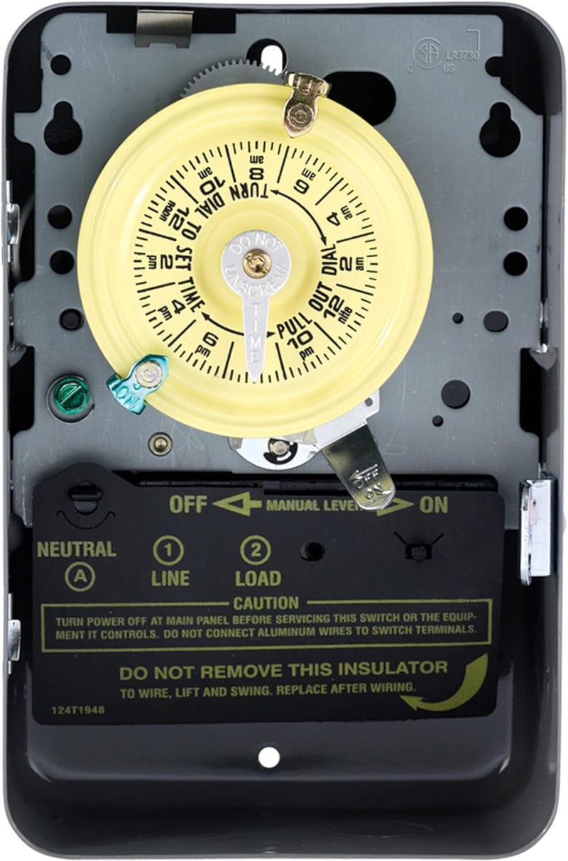 Intermatic T101 24-Hour Mechanical Timer Switch - 120V SPST, Indoor Metal Enclosure, Heavy Duty, Manual Override, 40 Amp - Ideal for Lights, Pumps, Fans, and HVAC Systems - Image 3