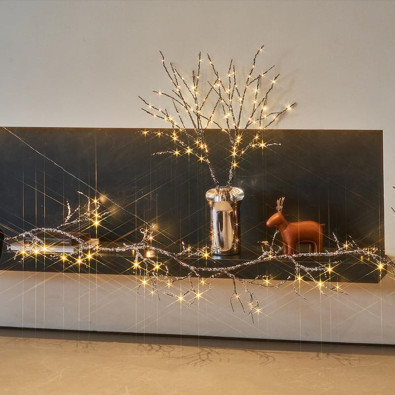 LITBLOOM Lighted Iced Willow Branches 32IN 100 LED with Timer Battery Operated, Tree Branch with Warm White Lights for Holiday Christmas Decoration Indoor Outdoor Use - Image 4