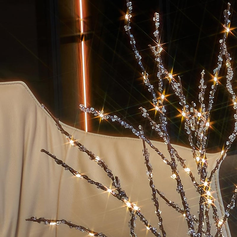 LITBLOOM Lighted Iced Willow Branches 32IN 100 LED with Timer Battery Operated, Tree Branch with Warm White Lights for Holiday Christmas Decoration Indoor Outdoor Use - Image 2