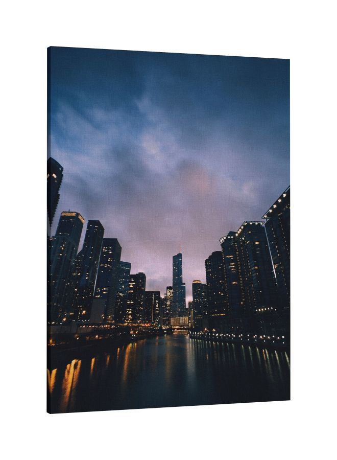 RKN Decorative Printed Framed Canvas Wall Art Blue/Yellow/Purple 60 x 80centimeter - Image 1