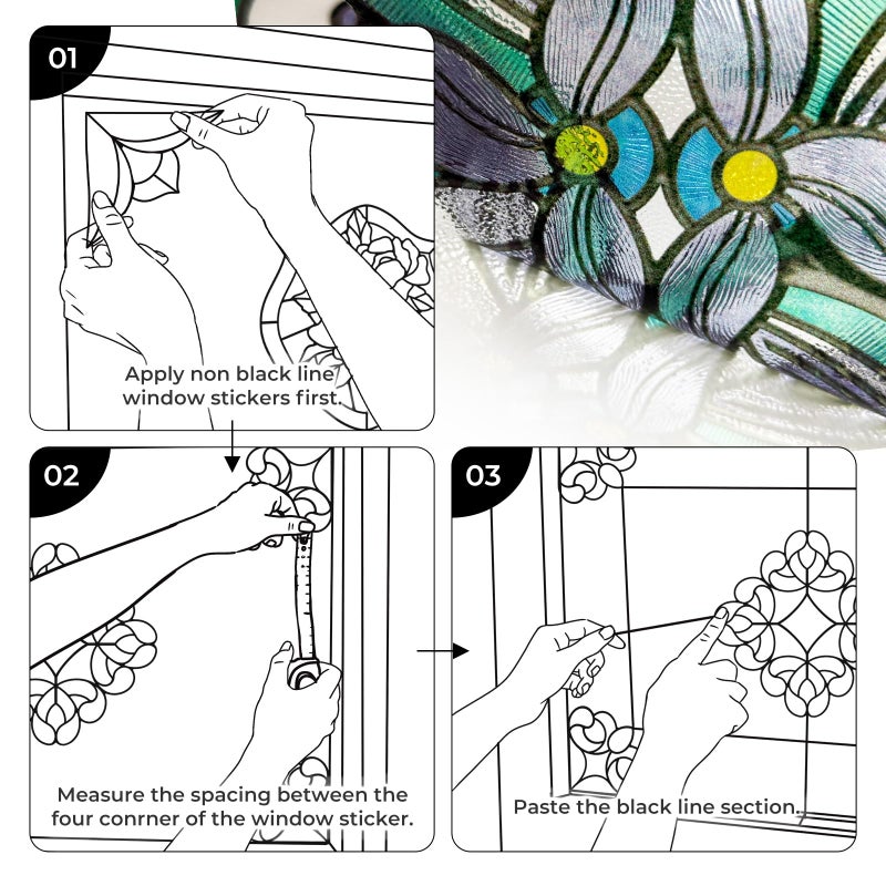 ADD.HERES Window Stickers, â€ŒStained Glass Window Privacy Film, UV Blocking Static Cling for Home Kitchen Office Bathroom, Whisper, 11.81" X 15.75" - Image 4