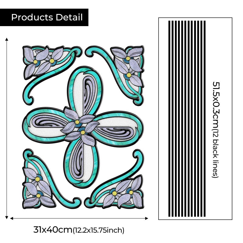 ADD.HERES Window Stickers, â€ŒStained Glass Window Privacy Film, UV Blocking Static Cling for Home Kitchen Office Bathroom, Whisper, 11.81" X 15.75" - Image 2
