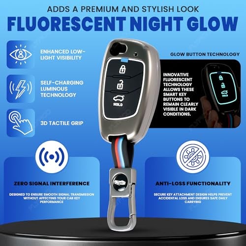 Coll of Fest Coll of Fest Metal Silicon Key Cover Compatible with Hyundai Creta | Venue | i20 Elite | Verna | Aura | i10 Grand Nios | Alcazar | Tucson | Xcent | Exter | i20 Active 3 Button Flip Key - Image 3