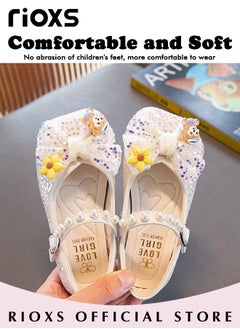 RIOXS Girls Princess Shoes Mary Jane Dance Flats Low Heel Soft Sole Shoes With Bowknot  - Image 4
