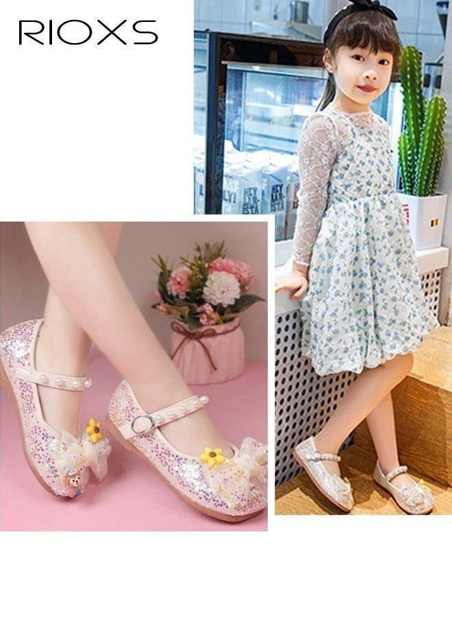 ريوكس حذاء ماري جين، حذاء الأميرة، أحذية بالات برباطات مزخرفة، حذاء ديسى اللامع بعقدة زنبركية، حذاء منخفض الساق بأحذية ناعمة، حذاء فلورا غيلز للحفلات الزفاف، أحذية أنيقة للأطفال الصغار والكبار - Image 1