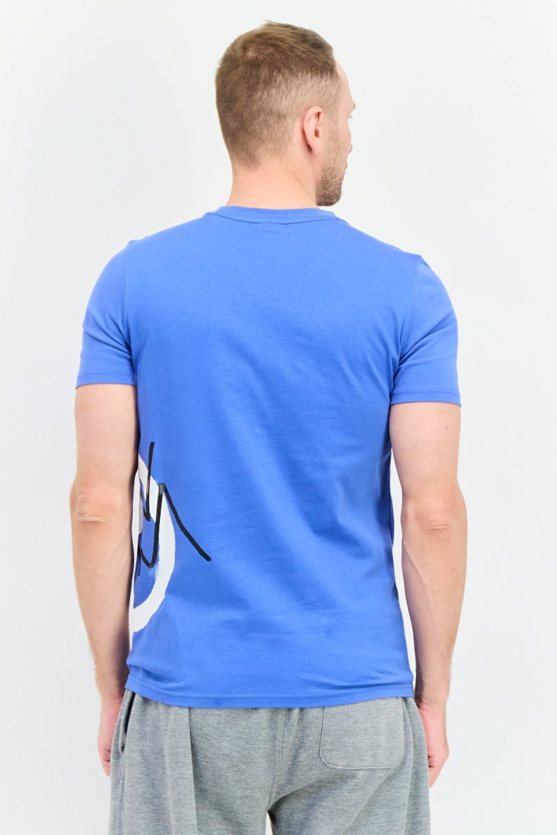 PUMA Men Sportswear Fit Short Sleeves Outdoor Fran Side Seam T-Shirt, Blue Combo - Image 3