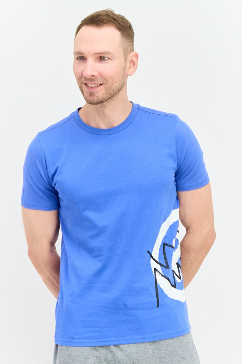 PUMA Men Sportswear Fit Short Sleeves Outdoor Fran Side Seam T-Shirt, Blue Combo - Image 1
