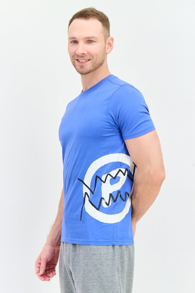 PUMA Men Sportswear Fit Short Sleeves Outdoor Fran Side Seam T-Shirt, Blue Combo - Image 2