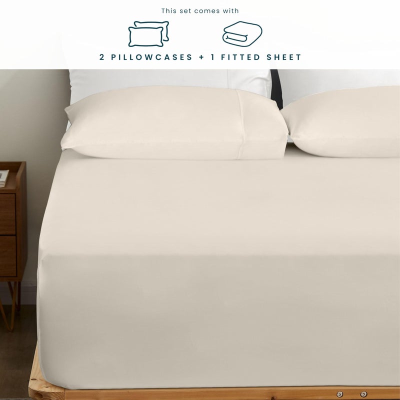 GOKOTTA Bamboo Rayon Fitted Sheet and Pillow Cases  Super Soft Cooling Fitted Sheet with 4 Elastic Corner Straps - 15"" Pocket Fitted Sheet Full Set Stay Put for Mattress - Image 3